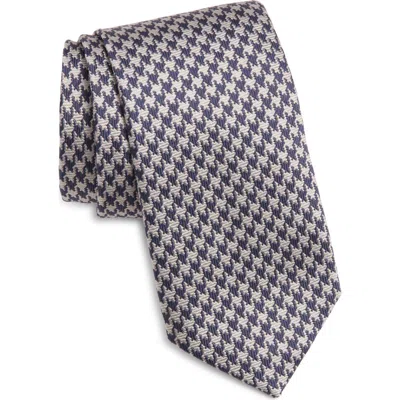 Jack Victor Lyam Houndstooth Jacquard Silk Tie In Violet Dusk