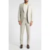 Jack Victor Mason Contemporary Fit Tan Glen Plaid Super 150s Wool Suit In Sand