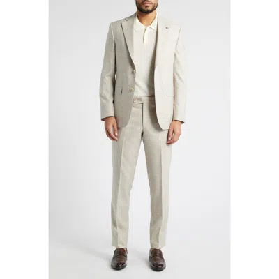 Jack Victor Mason Contemporary Fit Tan Glen Plaid Super 150s Wool Suit In Sand