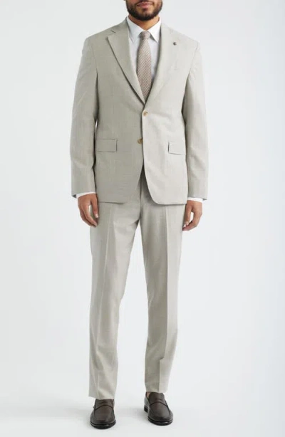 Jack Victor Mason Regular Fit Tan Glen Check Wool & Silk Mélange Suit In Neutral