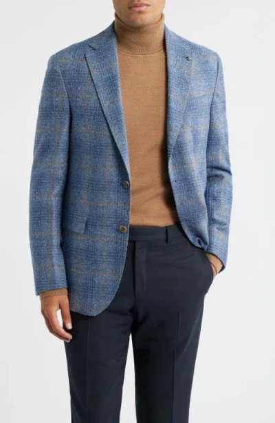 Jack Victor Mcallen Blue Windowpane Check Soft Constructed Alpaca & Wool Blend Sport Coat
