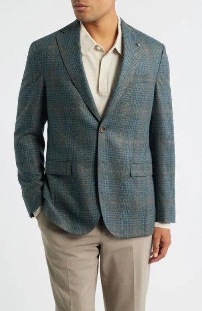 Jack Victor Mcallen Green Plaid Soft Constructed Wool & Silk Sport Coat In Blue
