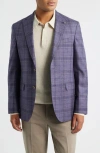 Jack Victor Mcallen Lavender Plaid Soft Constructed Brushed Wool & Cashmere Sport Coat In Purple