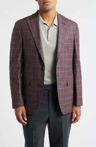 Jack Victor Mcallen Red Plaid Soft Constructed Wool & Silk Blend Sport Coat In Purple