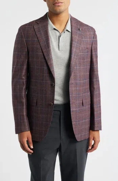 Jack Victor Mcallen Red Plaid Soft Constructed Wool & Silk Blend Sport Coat In Purple
