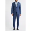 Jack Victor Medium Blue Wool Herringbone Suit In Blue