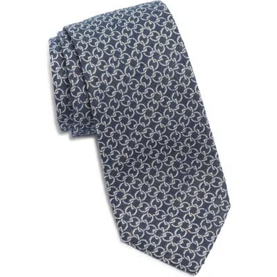 Jack Victor Meighen Link Pattern Silk Jacquard Tie In Blue