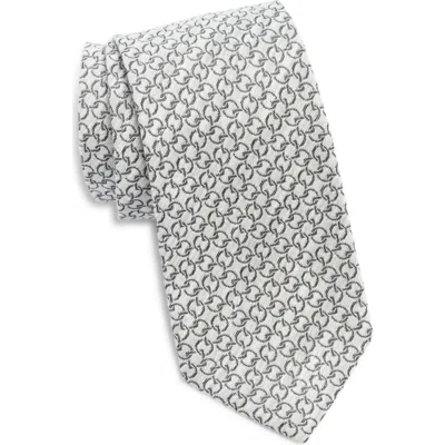 Jack Victor Meighen Link Pattern Silk Jacquard Tie In White