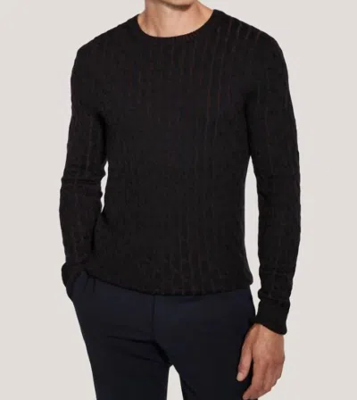 Jack Victor Men's Cable Crew Neck Top In Navy In Black
