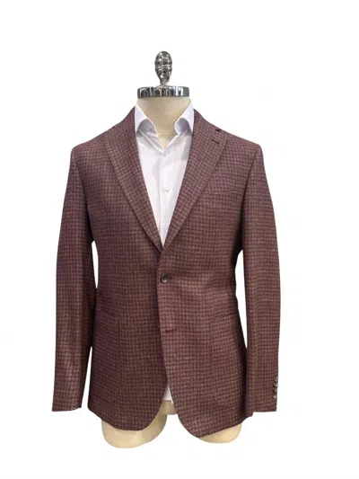 Jack Victor Men's Long Sleeves Collared Sport Coat In Burgundy In Brown