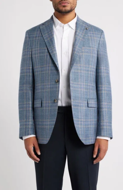 Jack Victor Midland Contemporary Fit Blue Plaid Wool & Silk Blend Sport Coat In Multi