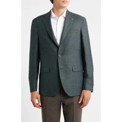 Jack Victor Midland Contemporary Fit Green Houndstooth Wool & Silk Blend Sport Coat