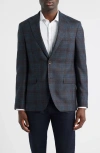 Jack Victor Midland Contemporary Fit Grey Deco Plaid Super 110s Wool Sport Coat In Gray