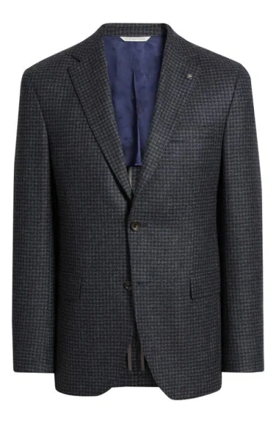 Jack Victor Midland Contemporary Fit Grey Houndstooth Wool & Cashmere Sport Coat In Black