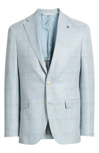 Jack Victor Midland Contemporary Fit Light Blue Check Wool & Silk Blend Sport Coat