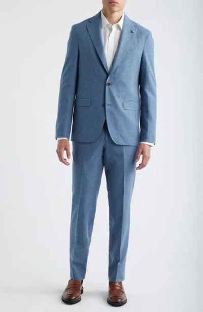 Jack Victor Midland Contemporary Fit Light Blue Mélange Wool & Cotton Blend Suit In Multi