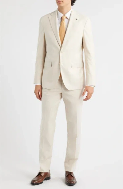 Jack Victor Midland Contemporary Fit Light Tan Wool & Cotton Blend Suit In Neutral