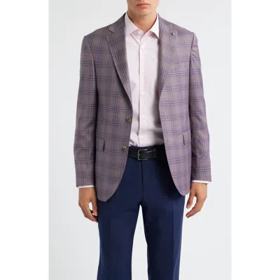 Jack Victor Midland Contemporary Fit Mauve Plaid Super 130s Wool Sport Coar In Purple