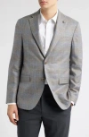 Jack Victor Midland Contemporary Fit Plaid Slub Wool & Silk Blend Sport Coat In Gray