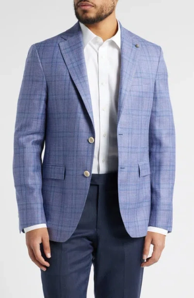 Jack Victor Midland Contemporary Fit Plaid Slub Wool & Silk Blend Sport Coat In Lavender