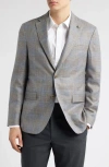 Jack Victor Midland Contemporary Fit Plaid Slub Wool & Silk Blend Sport Coat In Light Brown/grey Plaid