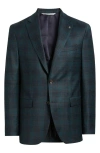 Jack Victor Midland Contemporary Fit Plaid Stretch Wool Sport Coat In Olive