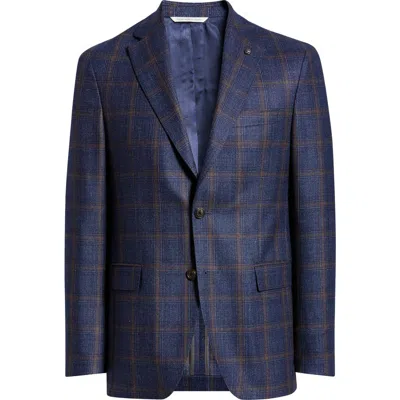 Jack Victor Midland Contemporary Fit Plaid Wool & Silk Blend Sport Coat In Blue