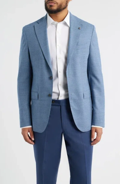 Jack Victor Midland Contemporary Fit Textured Light Blue Stretch Wool Sport Coat