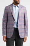 Jack Victor Midland Deco Plaid Wool & Silk Blend Sport Coat In Berry