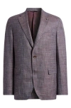 Jack Victor Midland Plaid Wool Blend Sport Coat In Burgundy
