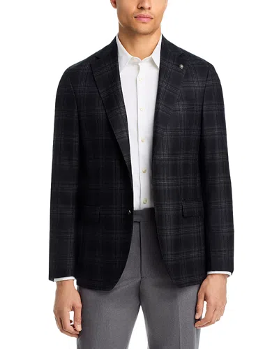 Jack Victor Midland Regular Fit Brushed Tonal Plaid Wool Sport Coat In Black