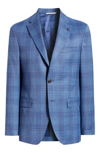 Jack Victor Midland Soft Constructed Plaid Stretch Wool Sport Coat In Blue