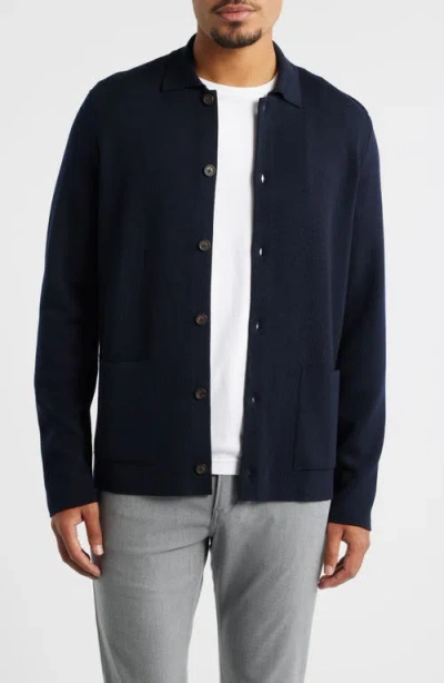 Jack Victor Milano Stitch Merino Wool Cardigan In Blue