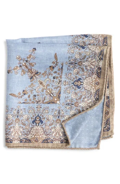 Jack Victor Military Floral Pocket Square In Gray