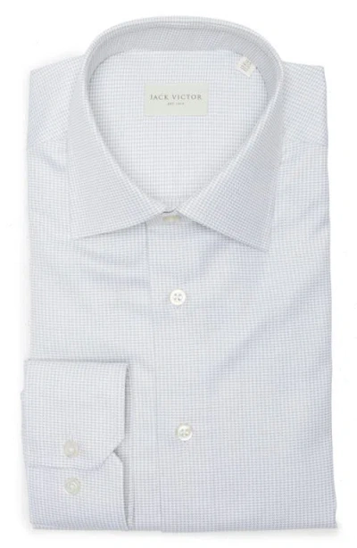 Jack Victor Mini Houndstooth Cotton Dress Shirt In Blue