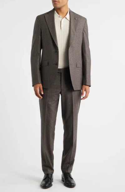 Jack Victor Montana Brown Houndstooth Wool & Cashmere Suit In Gray