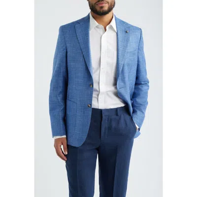Jack Victor Morton Contemporary Fit Blue Slub Wool & Silk Blend Sport Coat