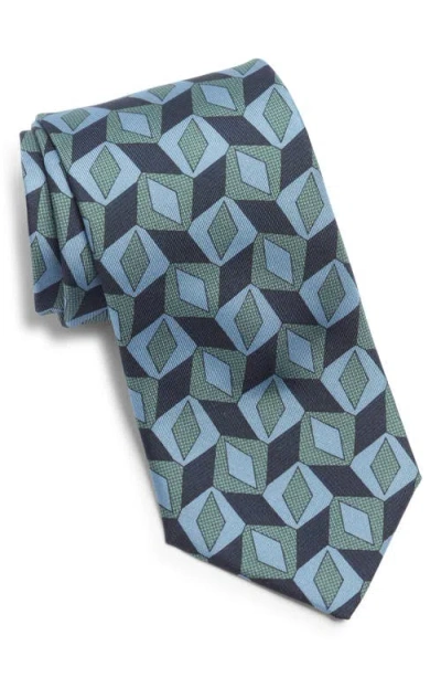 Jack Victor Nielsen Geometric Print Silk Tie In Blue