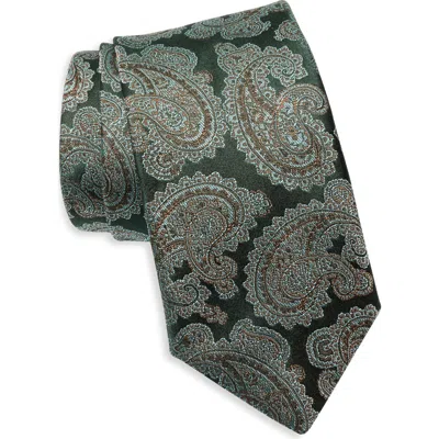 Jack Victor Paisley Silk Tie In Green