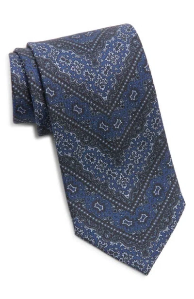 Jack Victor Paisley Silk Tie In Navy