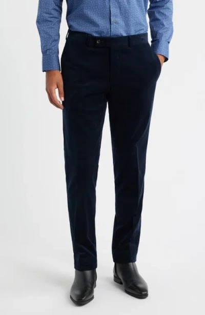 Jack Victor Palmer Navy Flat Front Cotton Stretch Corduroy Pants In Blue