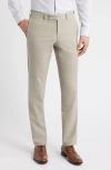 Jack Victor Palmer Slim Fit Tan Flat Front Stretch Cotton & Wool Dress Pants In Taupe