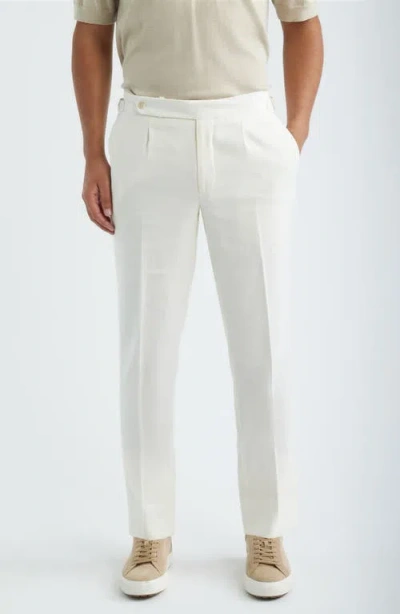 Jack Victor Parma Pleated Linen & Cotton Stretch Twill Dress Pants In Multi