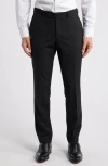 Jack Victor Patrick Flat Front Stretch Wool Dress Pants In Black