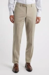Jack Victor Patrick Flat Front Stretch Wool Dress Pants In Tan