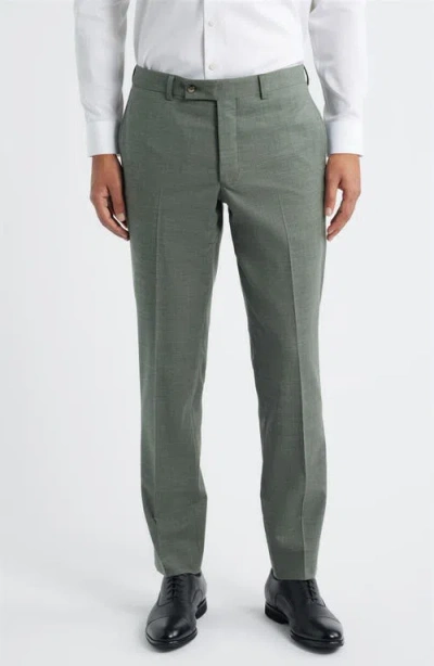 Jack Victor Patrick Stretch Tropical Wool, Silk & Linen Blend Pants In Green