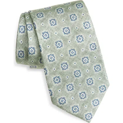 Jack Victor Pearson Medallion Silk Tie In Blue