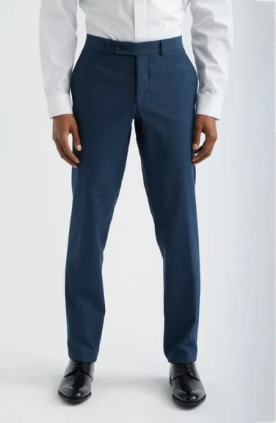 Jack Victor Piero Flat Front Stretch Cotton & Wool Dress Pants In Blue
