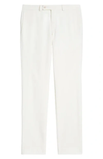 Jack Victor Piero Flat Front Stretch Cotton & Wool Pants In White