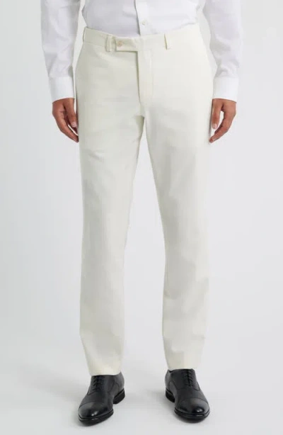 Jack Victor Piero Flat Front Stretch Cotton & Wool Pants In White